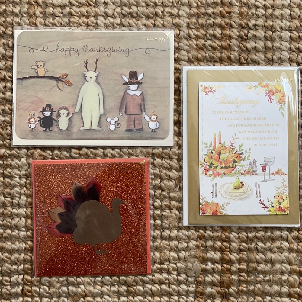 3 Thanksgiving Papyrus Greeting Cards